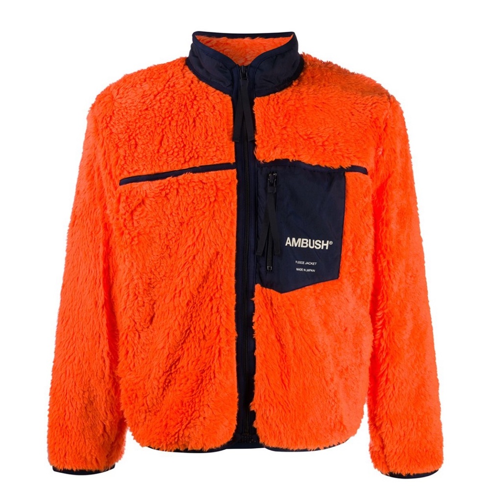 Ambush logo print orange fleece jacket